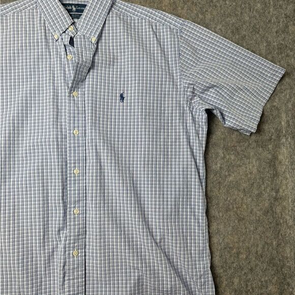 Ralph Lauren Shirt Men's Medium White Blue Plaid 2-Ply Cotton Blake Button-Down - Picture 3 of 8